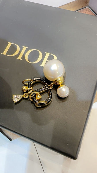 Luxury Inspired Pearl & Crystal Charm Drop Earrings