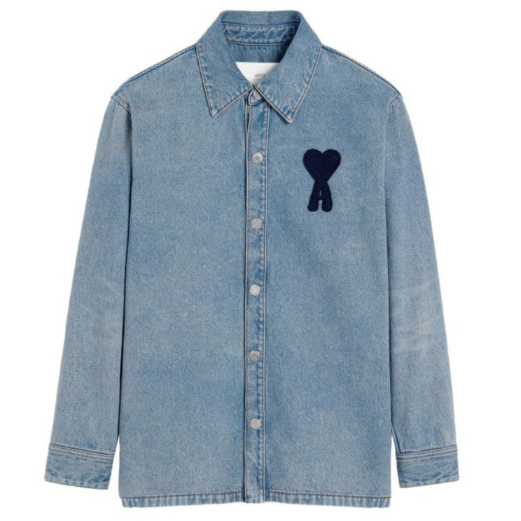Timeless Heart Patch Denim Shirt – Vintage Cool with a Modern Twist