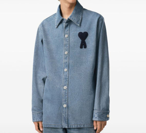 Timeless Heart Patch Denim Shirt – Vintage Cool with a Modern Twist