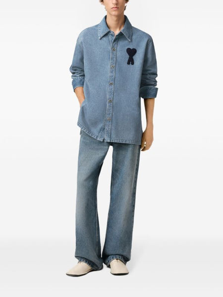 Timeless Heart Patch Denim Shirt – Vintage Cool with a Modern Twist