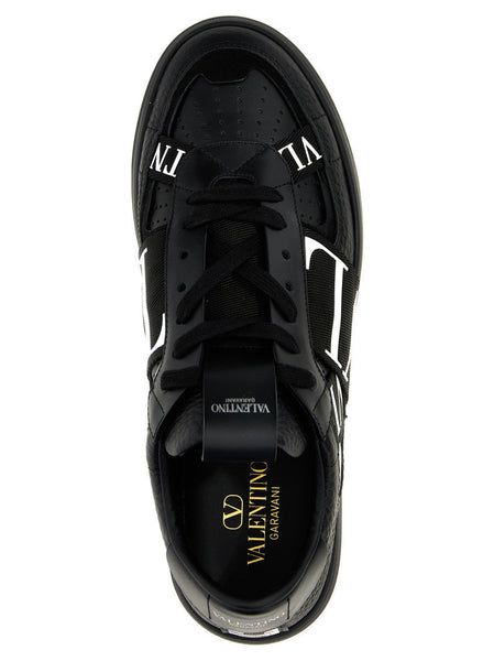 Men Premium All-Black Low-Top Street Sneakers – Bold Monogram Design
