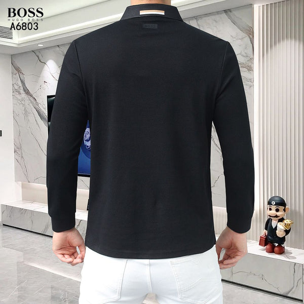 Men’s Zip-Up Long Sleeve Polo Shirt  Premium Smart Casual Wear