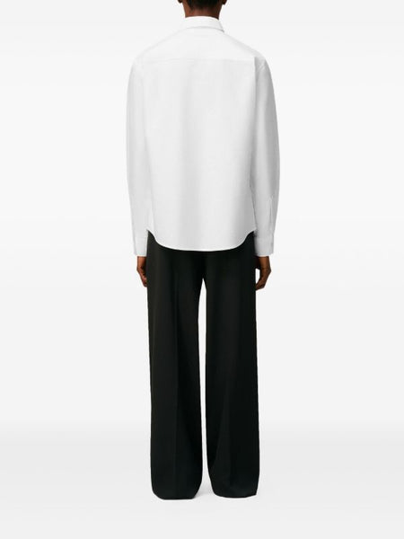 Men Classic White Button-Down Shirt with Heart Embroidery