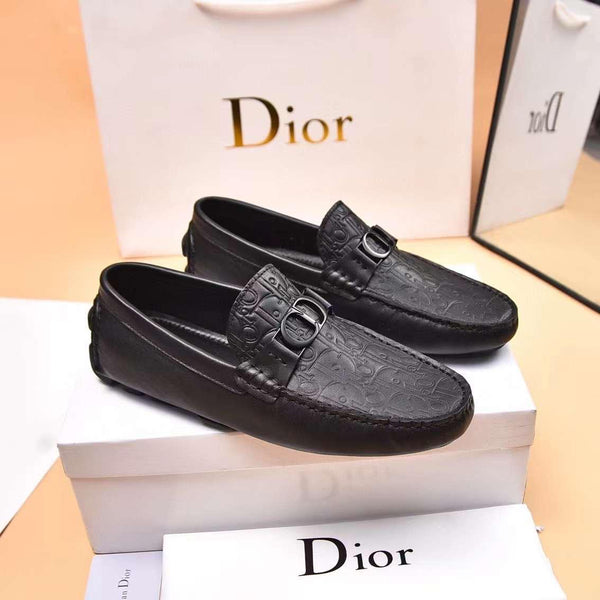 Men Premium Black Embossed Leather Loafers
