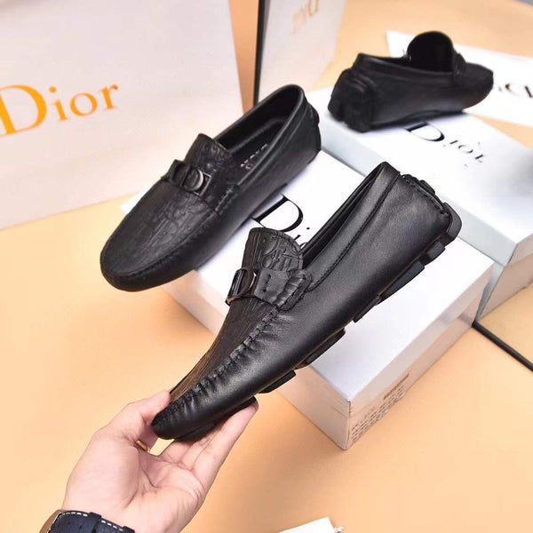 Men Premium Black Embossed Leather Loafers