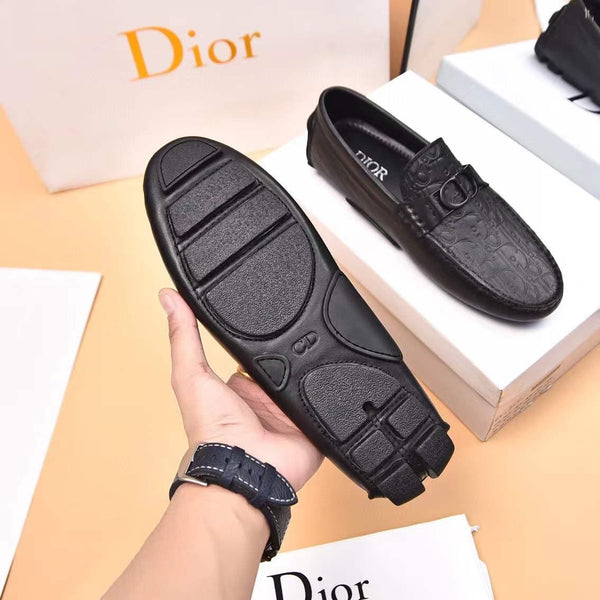 Men Premium Black Embossed Leather Loafers