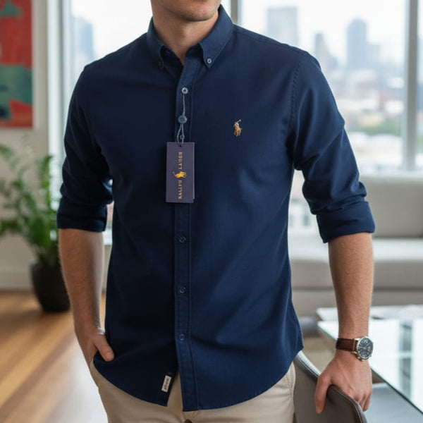 Luxury Button-Down Long-Sleeve Shirt