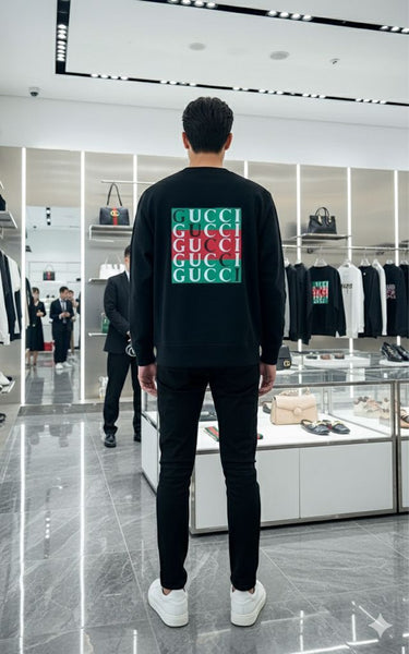 Premium Black GG Interlocking Logo Print Sweatshirt