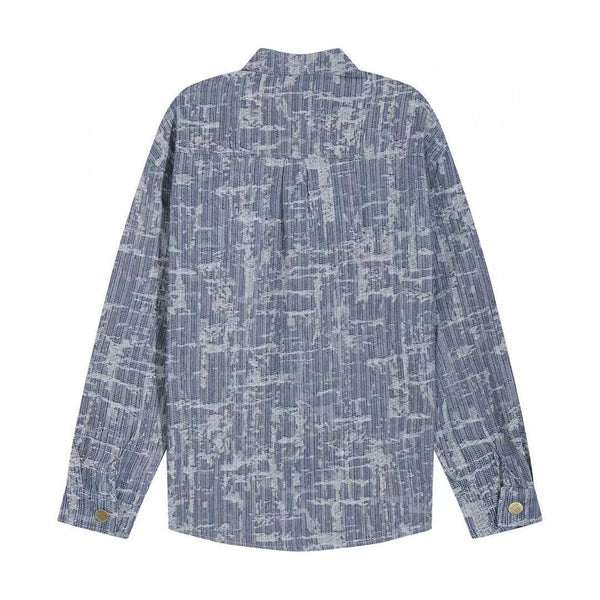 Luxury Textured Blue Long Sleeve Shirt for Men