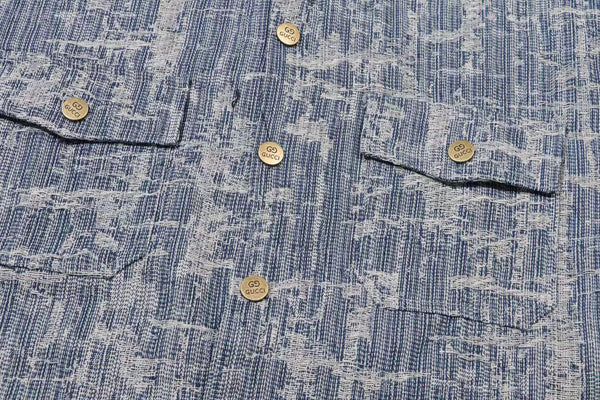 Luxury Textured Blue Long Sleeve Shirt for Men