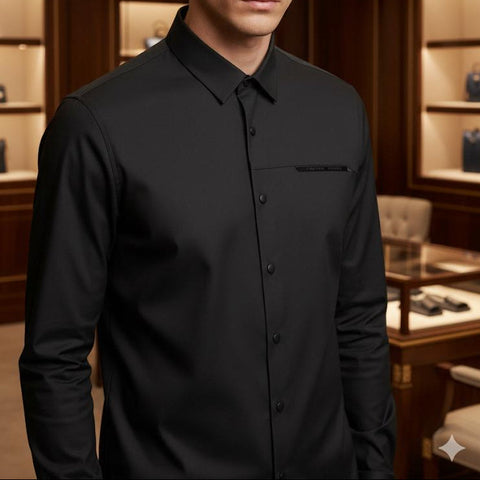 Luxury Imported Black Formal Shirt for Men | Premium Slim Fit Design