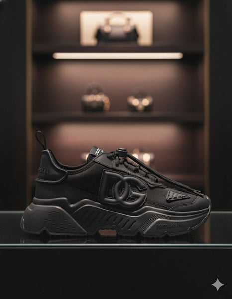 Imported Luxury Chunky Sneakers – Premium All-Black Designer Footwear