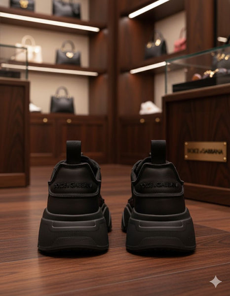 Imported Luxury Chunky Sneakers – Premium All-Black Designer Footwear