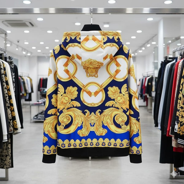 Baroque Print Zip-Up Hoodie