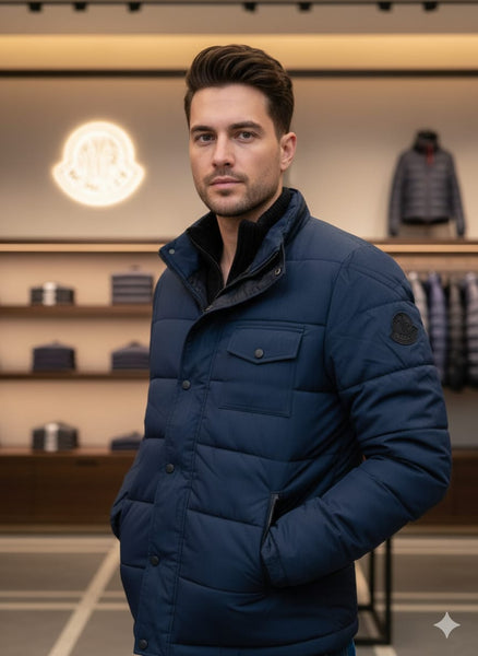Men Premium Puffer Jacket - Navy Blue Winter Essential