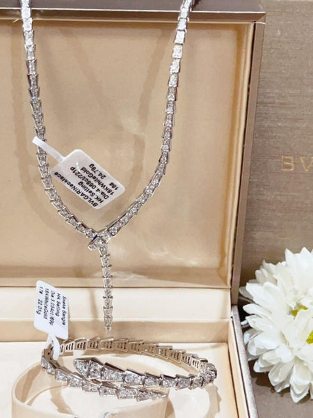 Luxury Sparkling Snake-Inspired Diamond Necklace