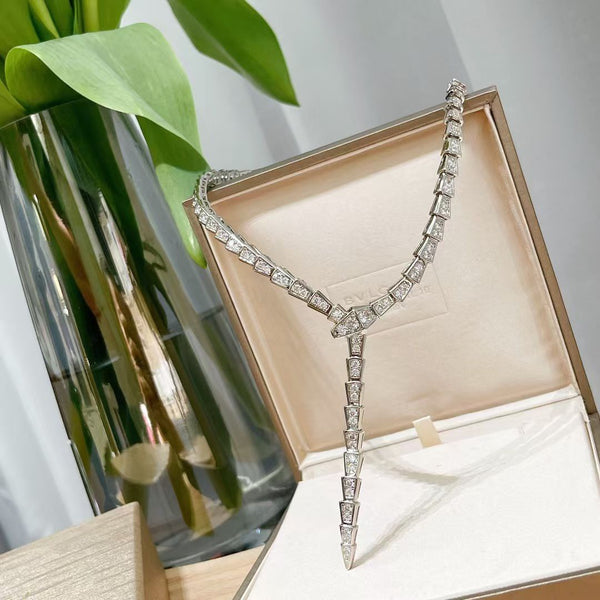 Luxury Sparkling Snake-Inspired Diamond Necklace