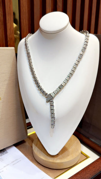 Luxury Sparkling Snake-Inspired Diamond Necklace