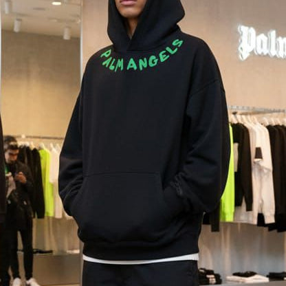 Men Black Hoodie with Graphic Design