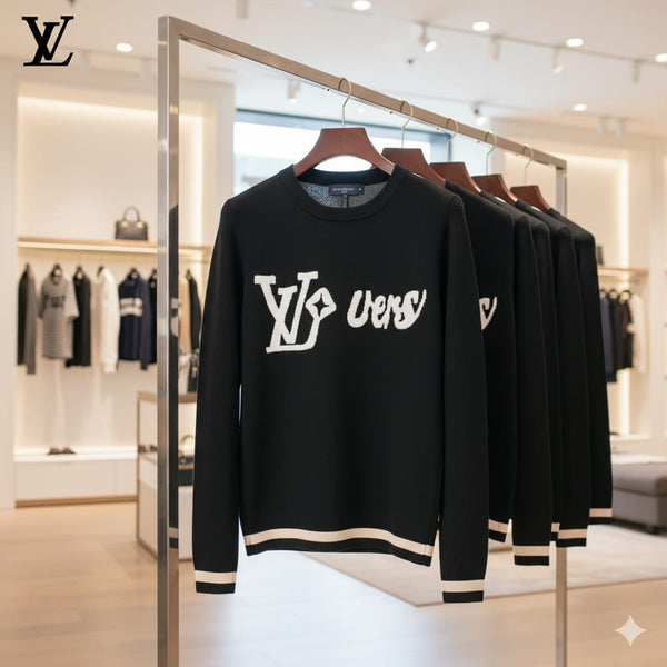 Women Black Pullover with Bold Graphic Design