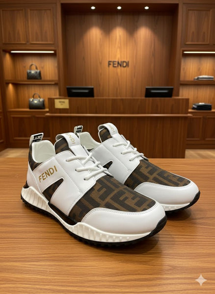 Stylish Running Sneakers - White and Brown