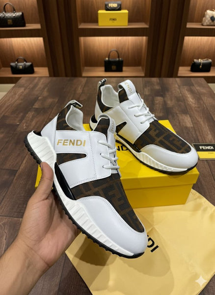 Stylish Running Sneakers - White and Brown