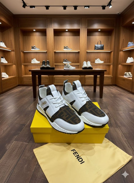 Stylish Running Sneakers - White and Brown