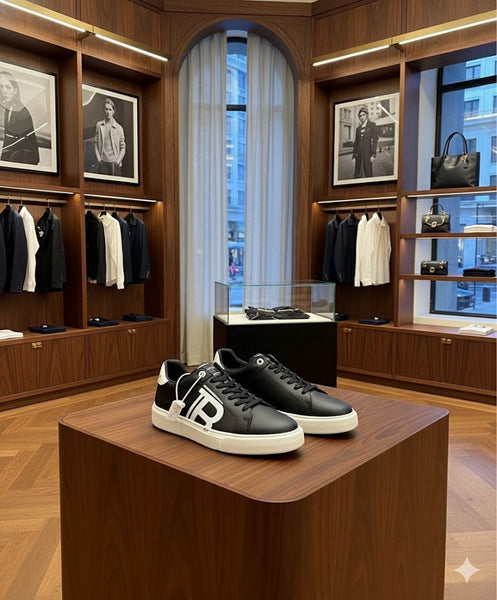 Men Premium Black Leather Sneakers