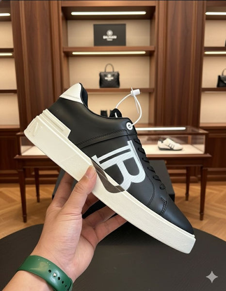 Men Premium Black Leather Sneakers