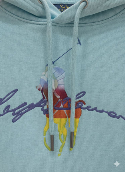 Kids Sky blue Hoodie with Multicolor Polo  For Kids