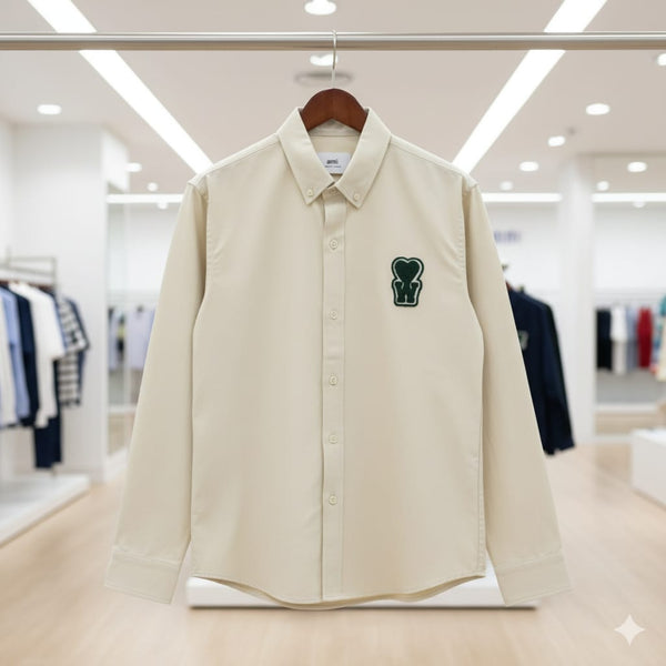 Luxury  New Collection Beige Button-Down Shirt with Heart Logo