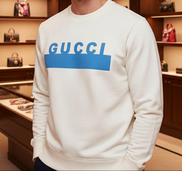 Elegant & Classic Pullover with Bold Blue Logo Print