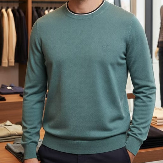 Classic Teal Men’s Knit Sweater Smart & Stylish