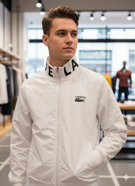 Premium Designer Sporty White Zip-Up Jacket