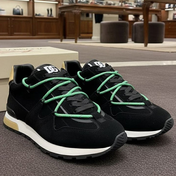 Branded  Dual-Laced Suede Sneakers