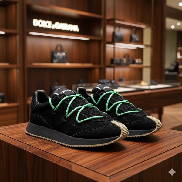 Branded  Dual-Laced Suede Sneakers