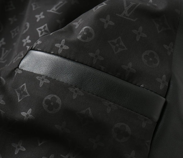 Designer Black Leather Jacket with Embossed Cloud Pattern