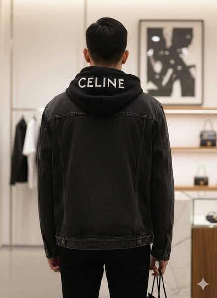 Imported Black Denim Hooded Jacket