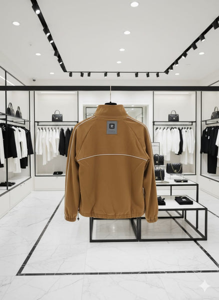 Premium Style Tan Track Jacket with White Piping