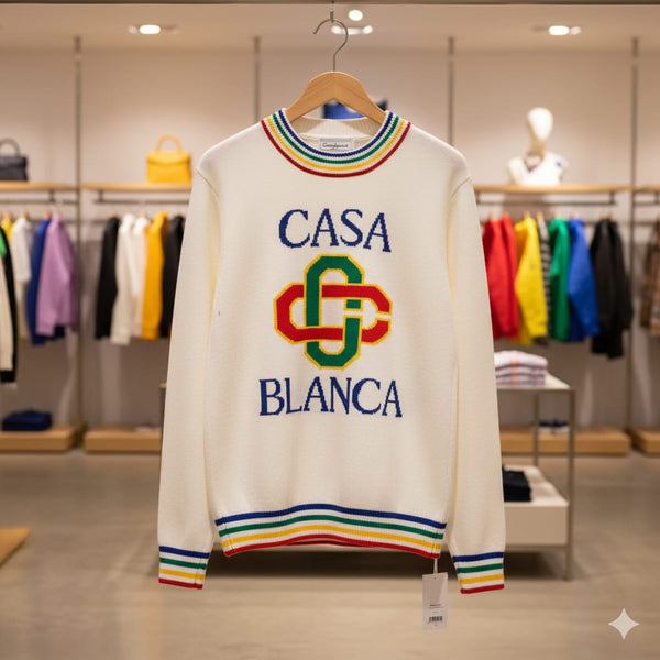 Imported Stacked Logo-Embroidered Pullover
