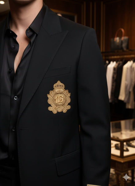Black Crest Blazer Premium Designer Formal Wear
