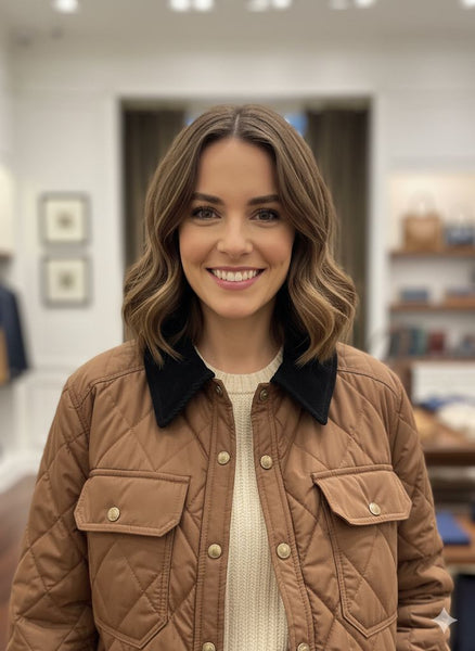 Classic Quilted Brown Jacket with Corduroy Collar – Premium Winter Wear