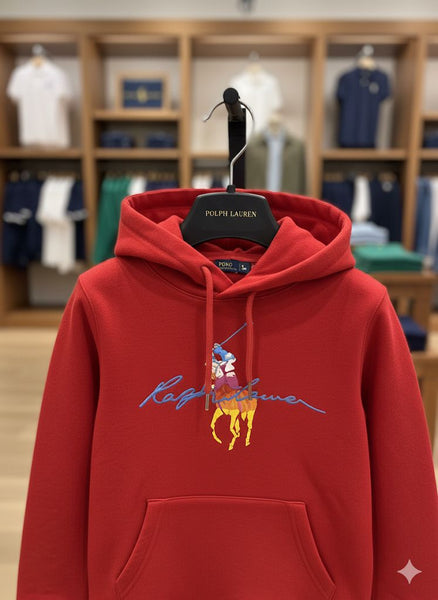 Kids Red Hoodie with Multicolor Polo
