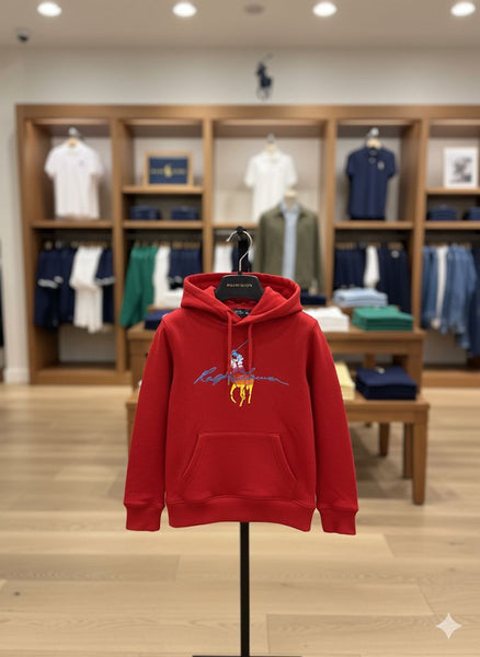 Kids Red Hoodie with Multicolor Polo