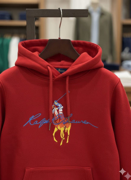 Kids Red Hoodie with Multicolor Polo