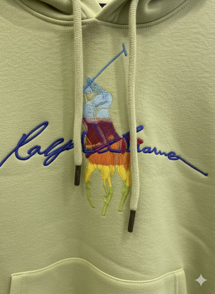 Kids Lime Green Hoodie with Multicolor Polo Rider – Cute, Cozy & Stylish