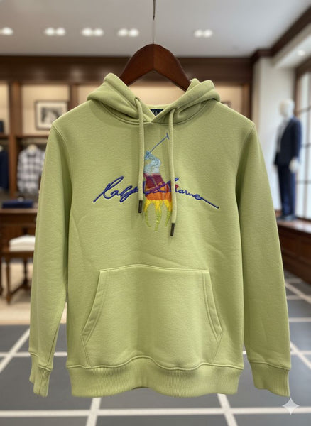 Kids Lime Green Hoodie with Multicolor Polo Rider – Cute, Cozy & Stylish