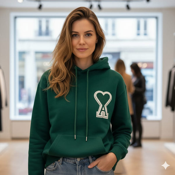 Luxury Women’s  Green Hoodie with Designer Chest Logo