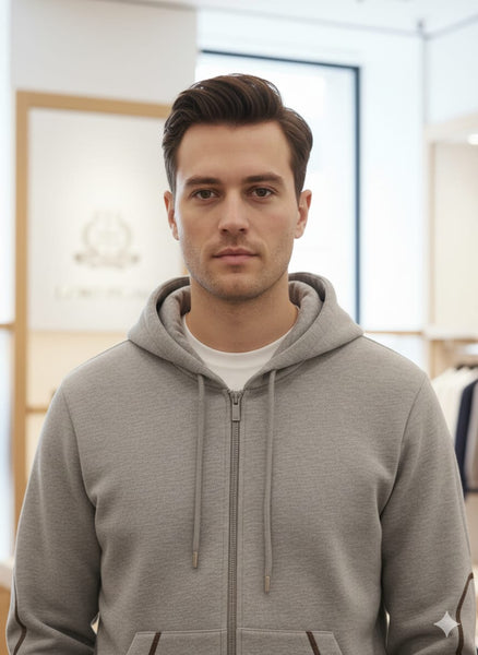 Premium Soft Zip Hoodie with Modern Patch Design