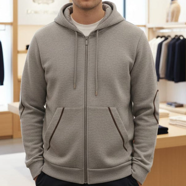 Premium Soft Zip Hoodie with Modern Patch Design